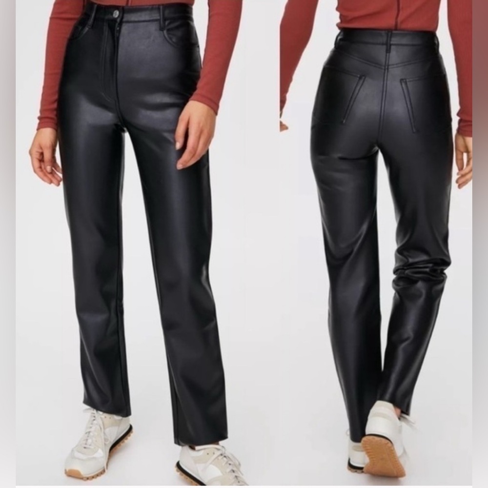 ARITZIA Wilfred The Melina Faux Leather Pants High Rise Straight Leg